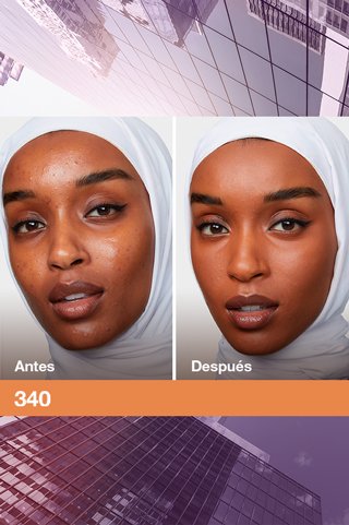Antes y después Superstay Lumi-Matte tono 340